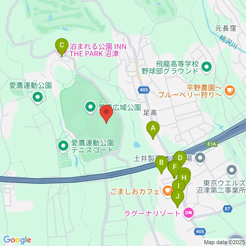 愛鷹広域公園多目的競技場周辺のホテル一覧地図
