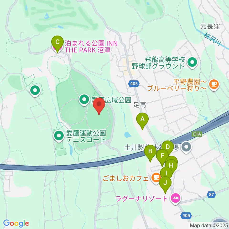 愛鷹広域公園多目的競技場周辺のホテル一覧地図