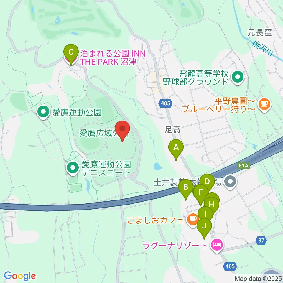愛鷹広域公園多目的競技場周辺のホテル一覧地図