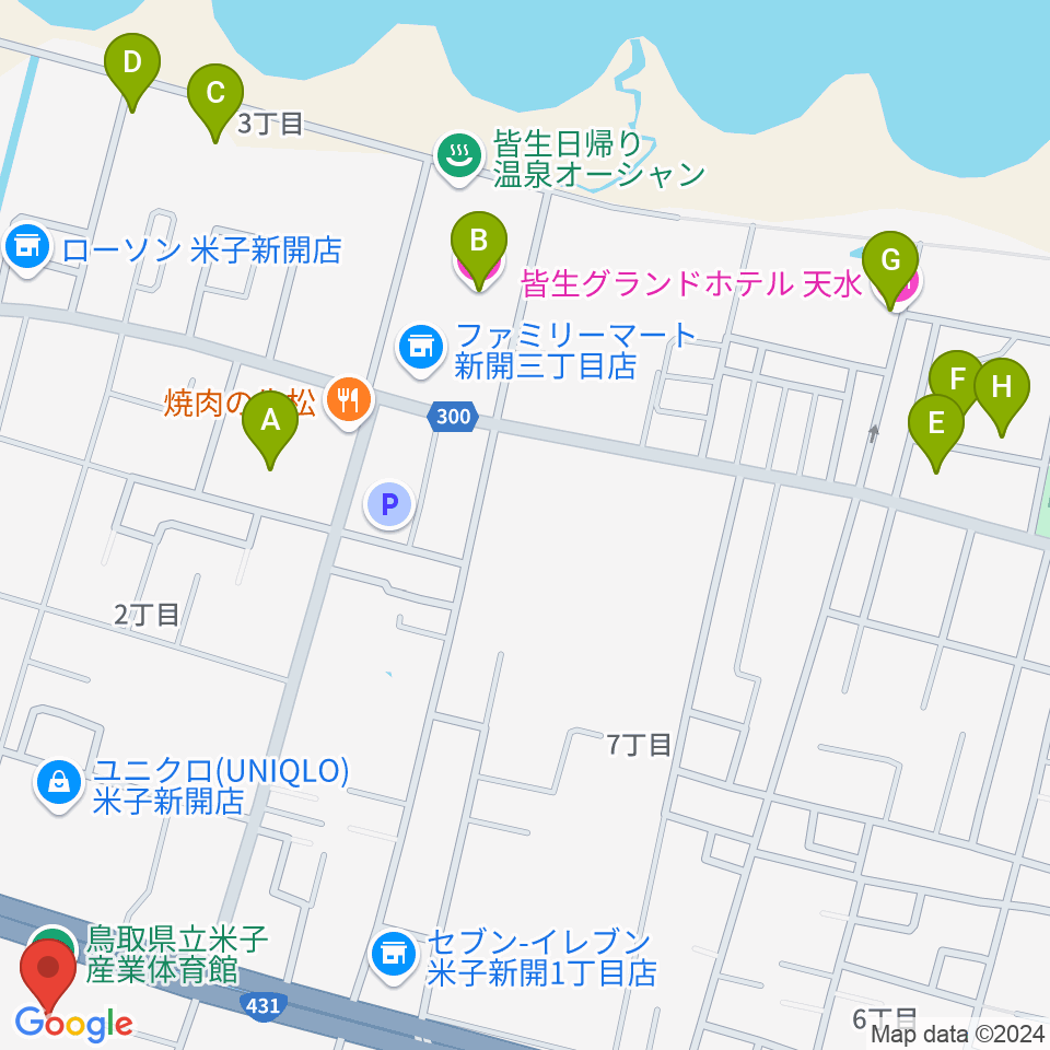 鳥取県立米子産業体育館周辺のホテル一覧地図