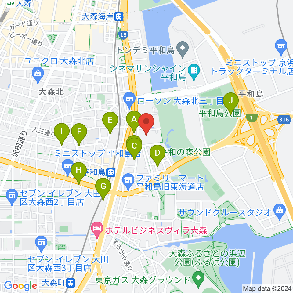 大森スポーツセンター周辺のホテル一覧地図