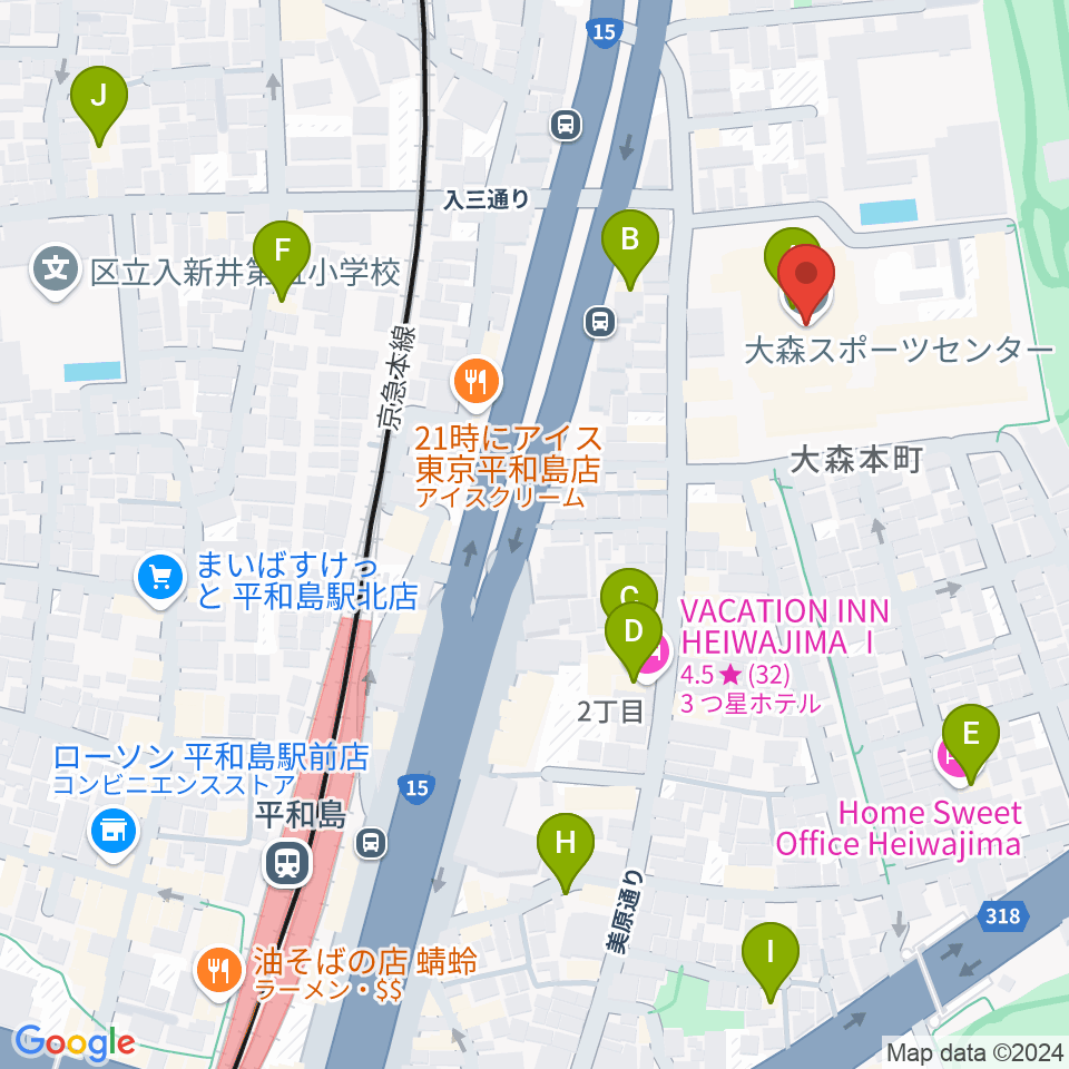 大森スポーツセンター周辺のホテル一覧地図