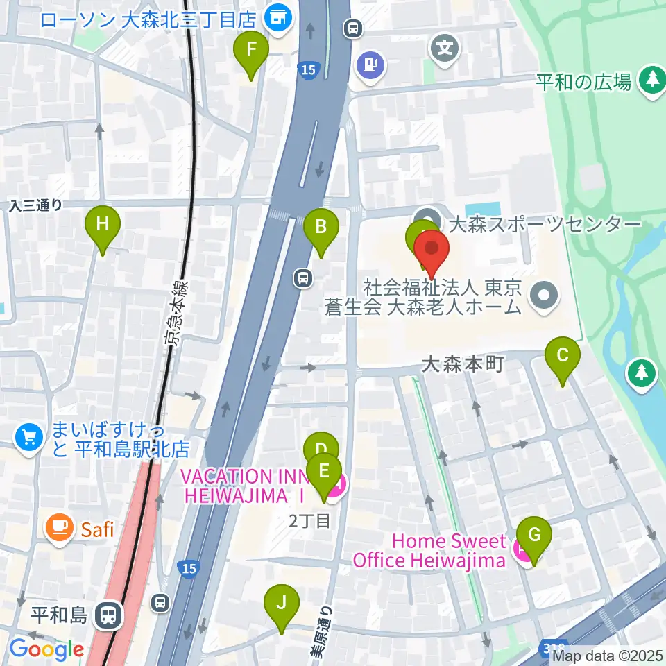 大森スポーツセンター周辺のホテル一覧地図