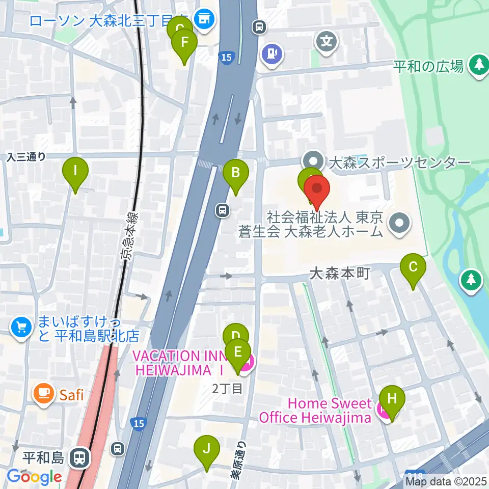 大森スポーツセンター周辺のホテル一覧地図