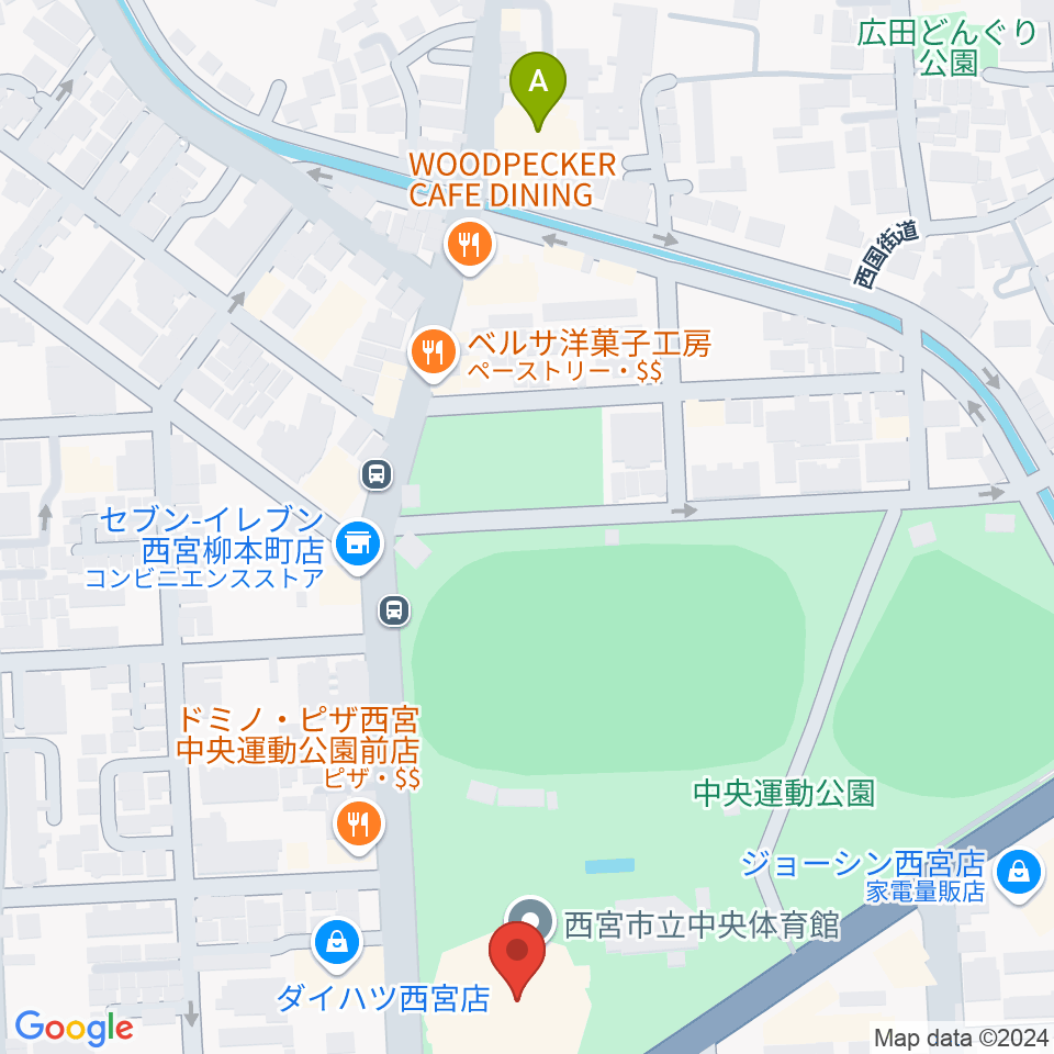 西宮市立中央体育館周辺のホテル一覧地図