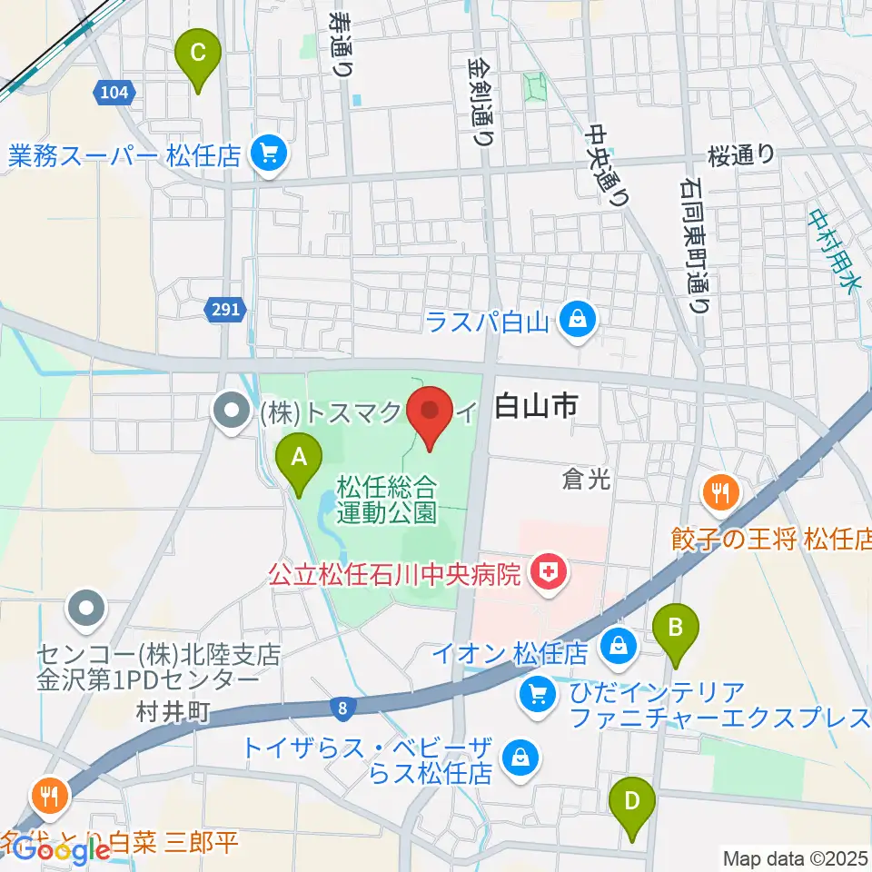 松任総合運動公園体育館周辺のホテル一覧地図