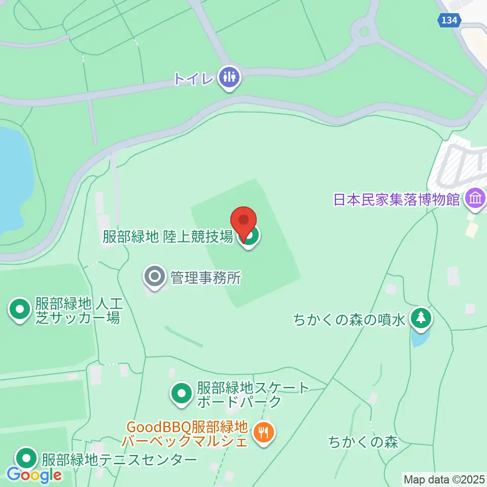 服部緑地陸上競技場周辺のホテル一覧地図