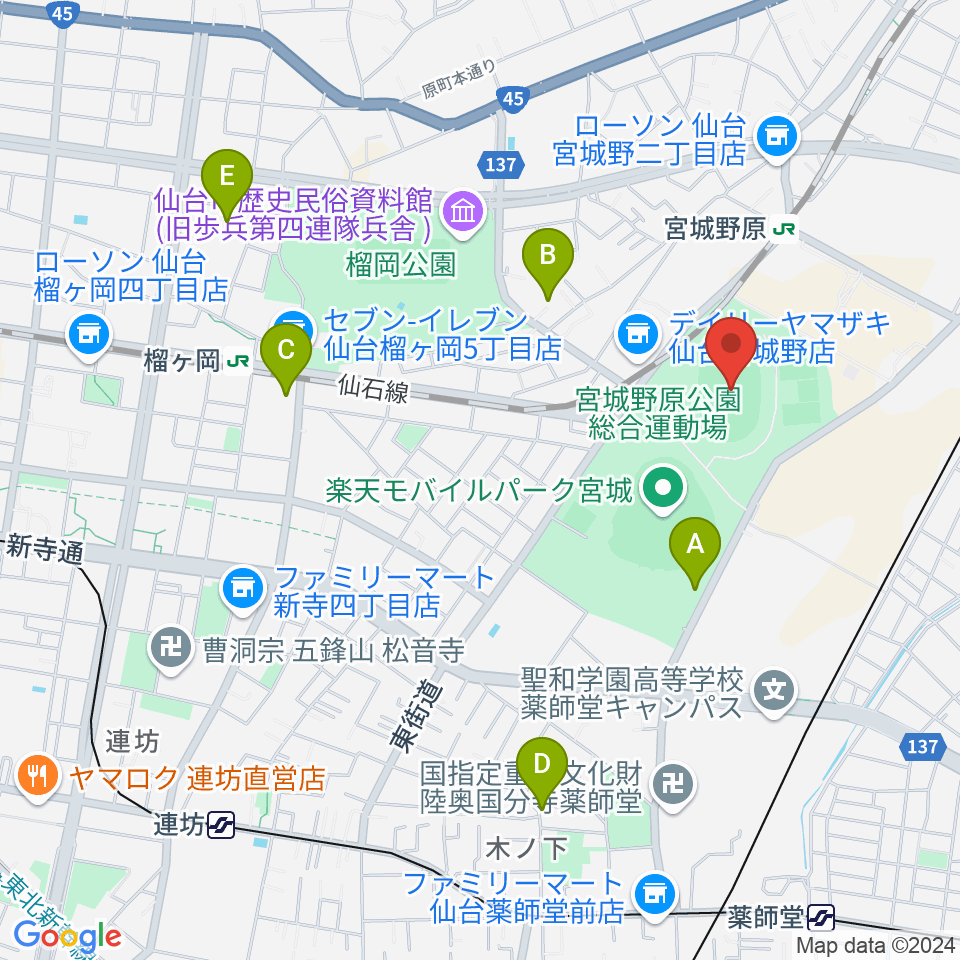 弘進ゴムアスリートパーク仙台周辺のホテル一覧地図