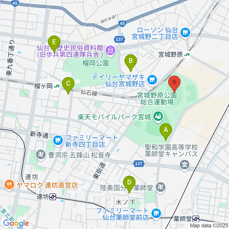 弘進ゴムアスリートパーク仙台周辺のホテル一覧地図