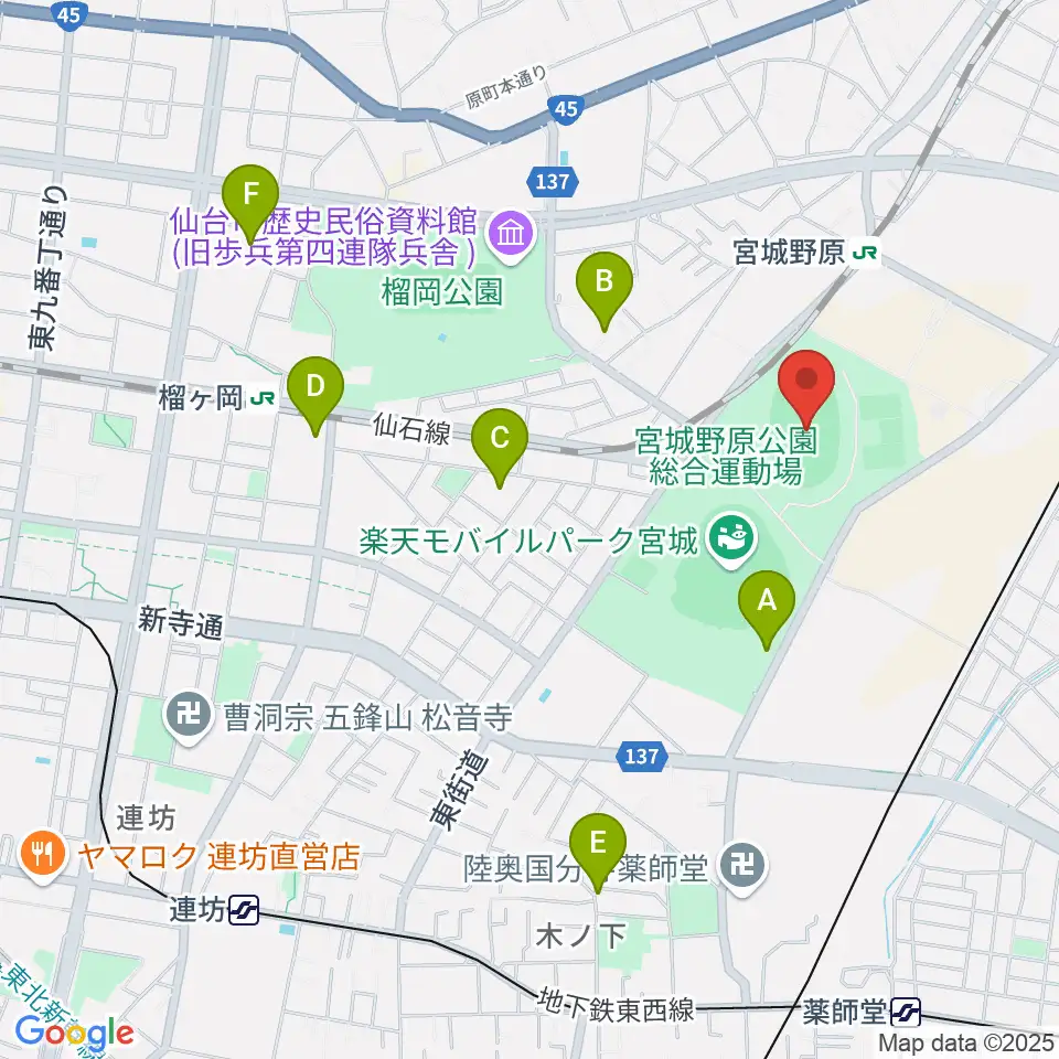 弘進ゴムアスリートパーク仙台周辺のホテル一覧地図