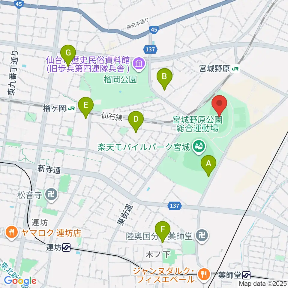 弘進ゴムアスリートパーク仙台周辺のホテル一覧地図