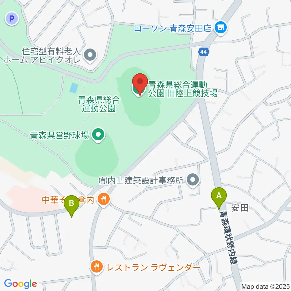 青森県総合運動公園 旧陸上競技場・旧補助競技場周辺のホテル一覧地図