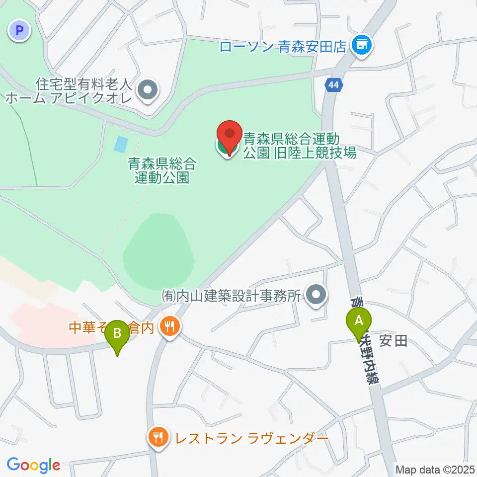 青森県総合運動公園 旧陸上競技場・旧補助競技場周辺のホテル一覧地図