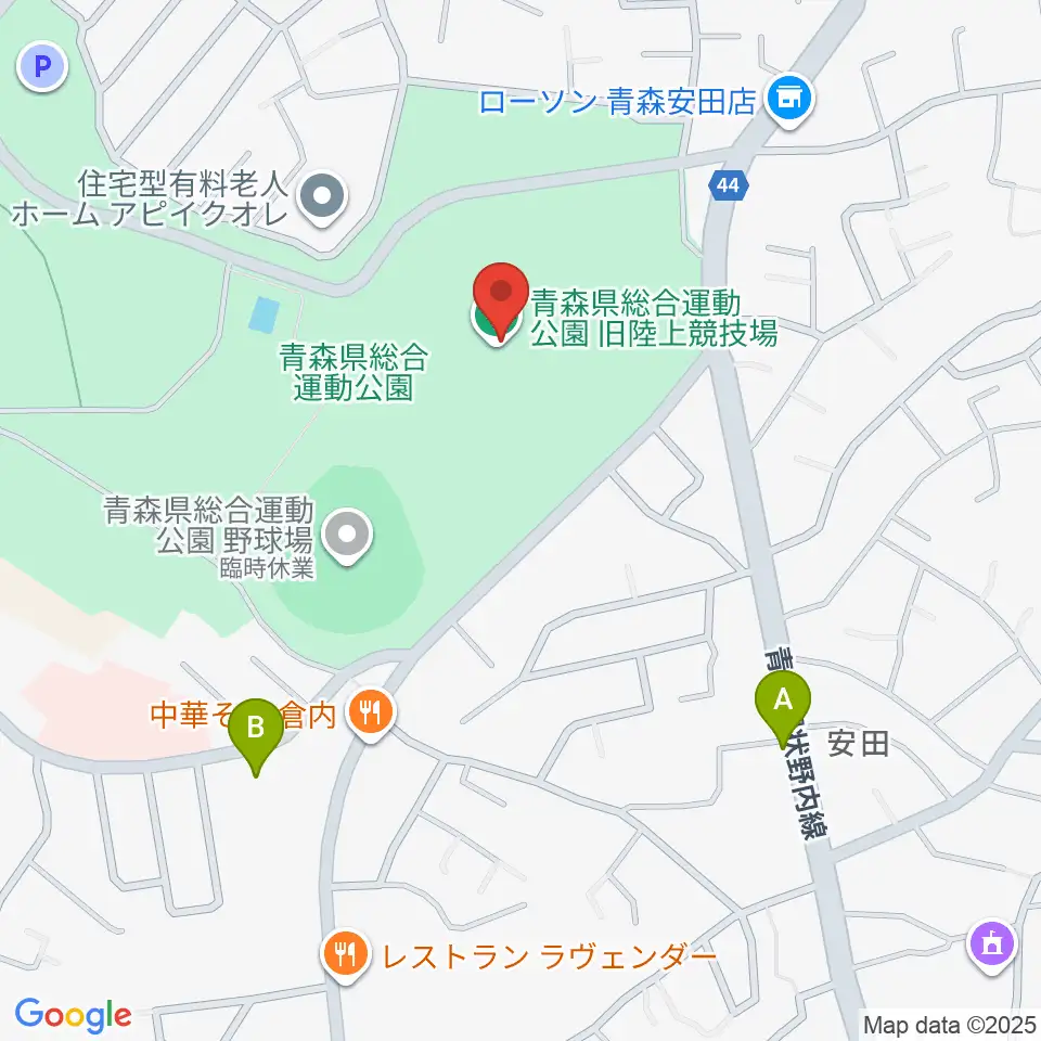 青森県総合運動公園 旧陸上競技場・旧補助競技場周辺のホテル一覧地図