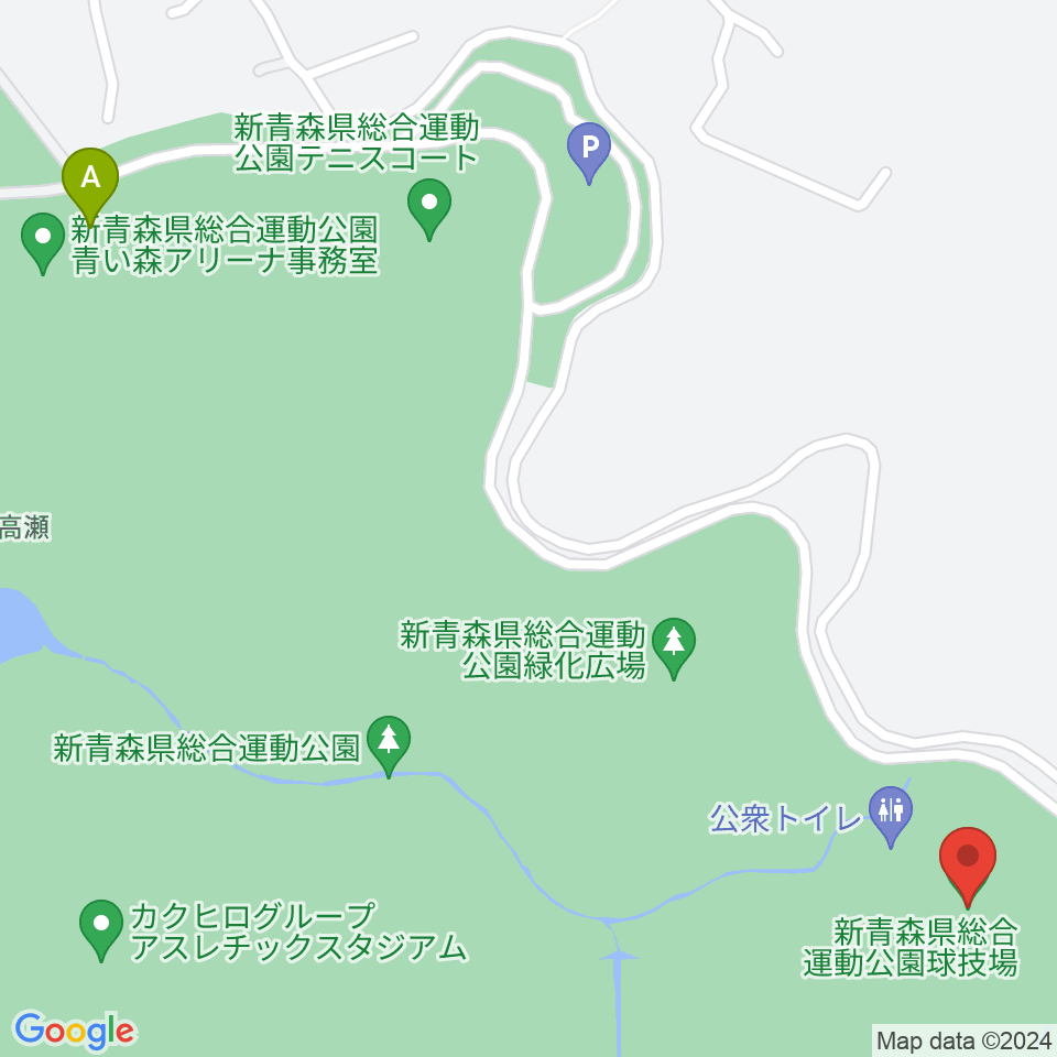 新青森県総合運動公園球技場周辺のホテル一覧地図