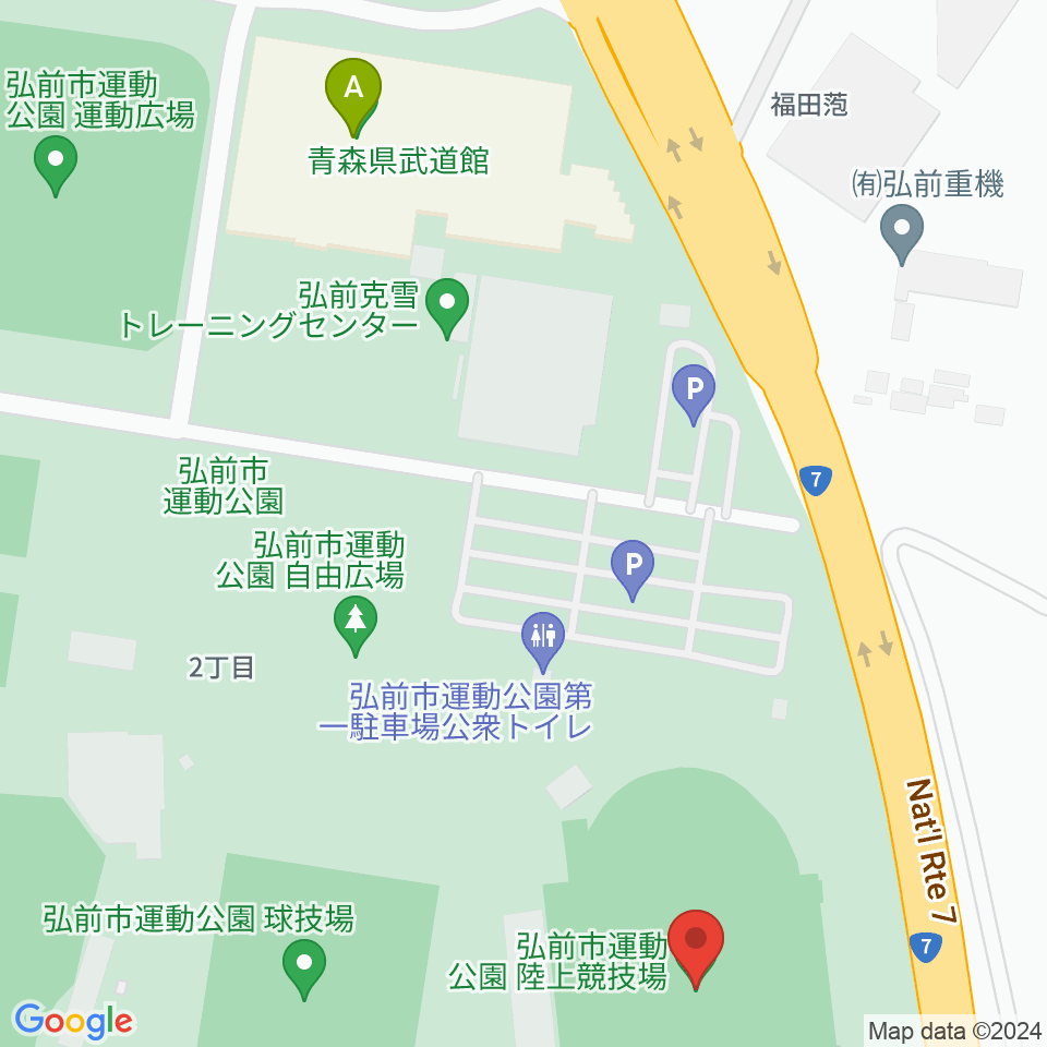 弘前市運動公園陸上競技場周辺のホテル一覧地図