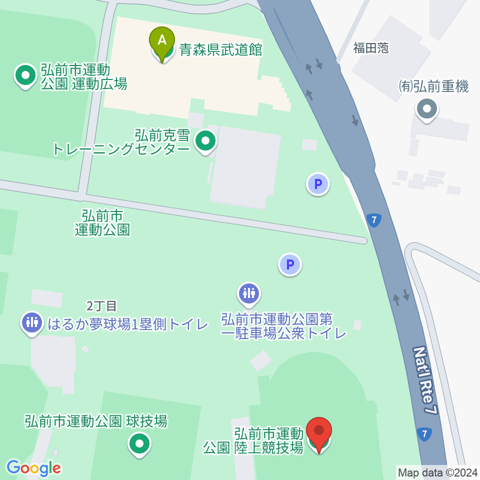 弘前市運動公園陸上競技場周辺のホテル一覧地図