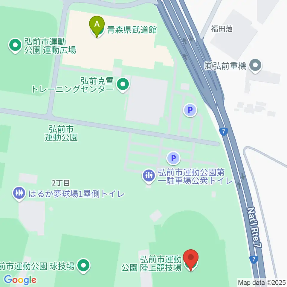 弘前市運動公園陸上競技場周辺のホテル一覧地図
