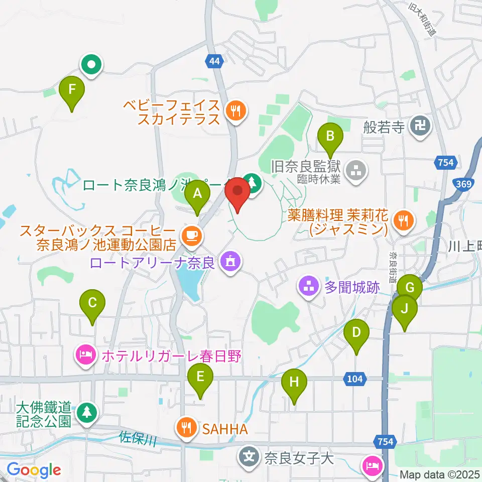 ロートフィールド奈良周辺のホテル一覧地図