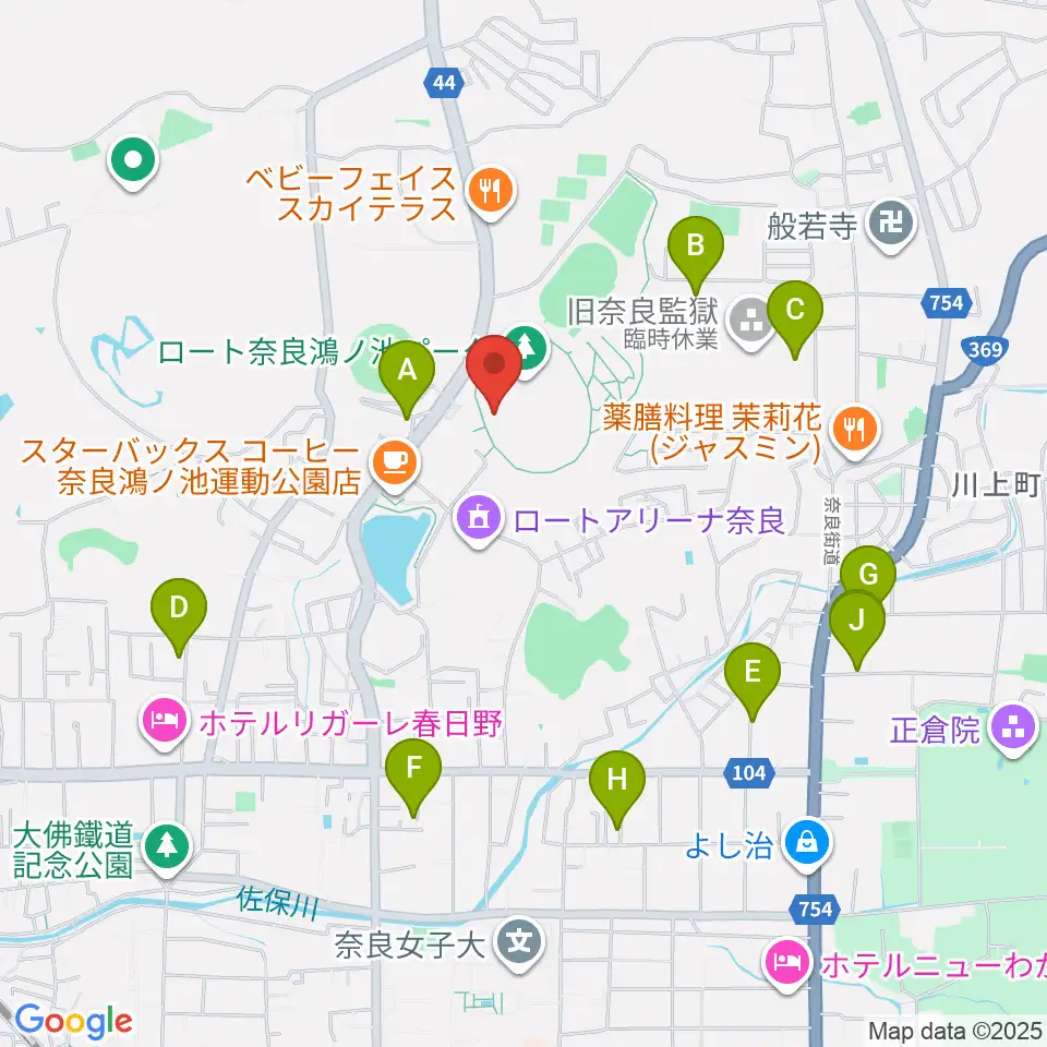 ロートフィールド奈良周辺のホテル一覧地図