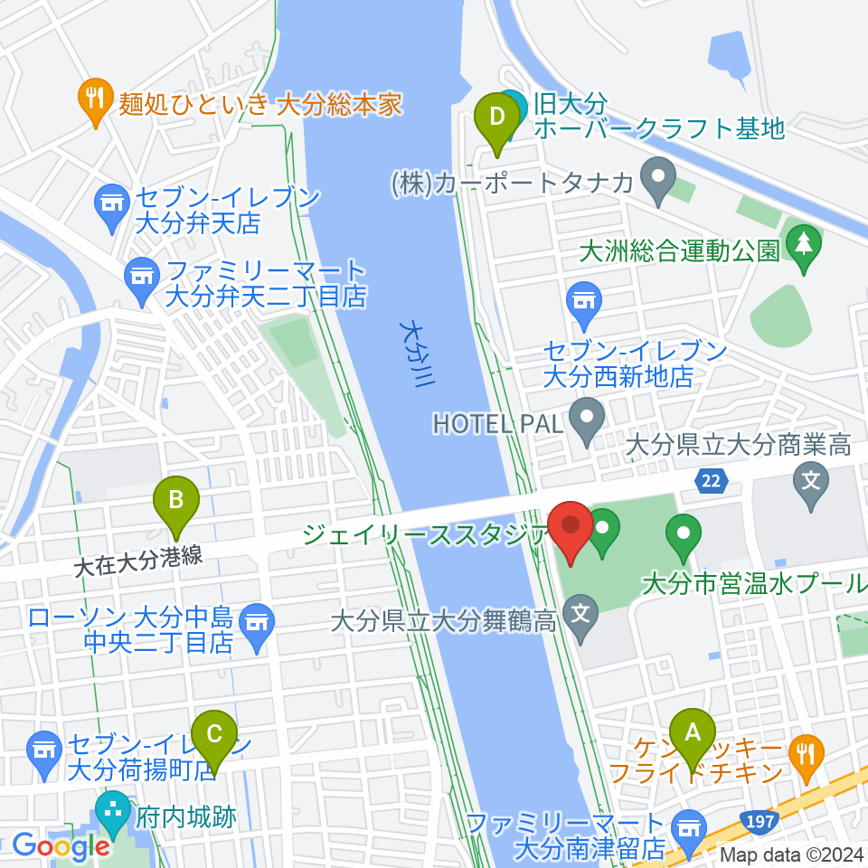 ジェイリーススタジアム周辺のホテル一覧地図