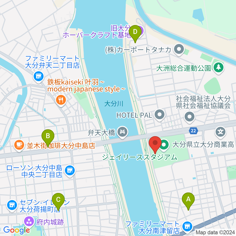 ジェイリーススタジアム周辺のホテル一覧地図