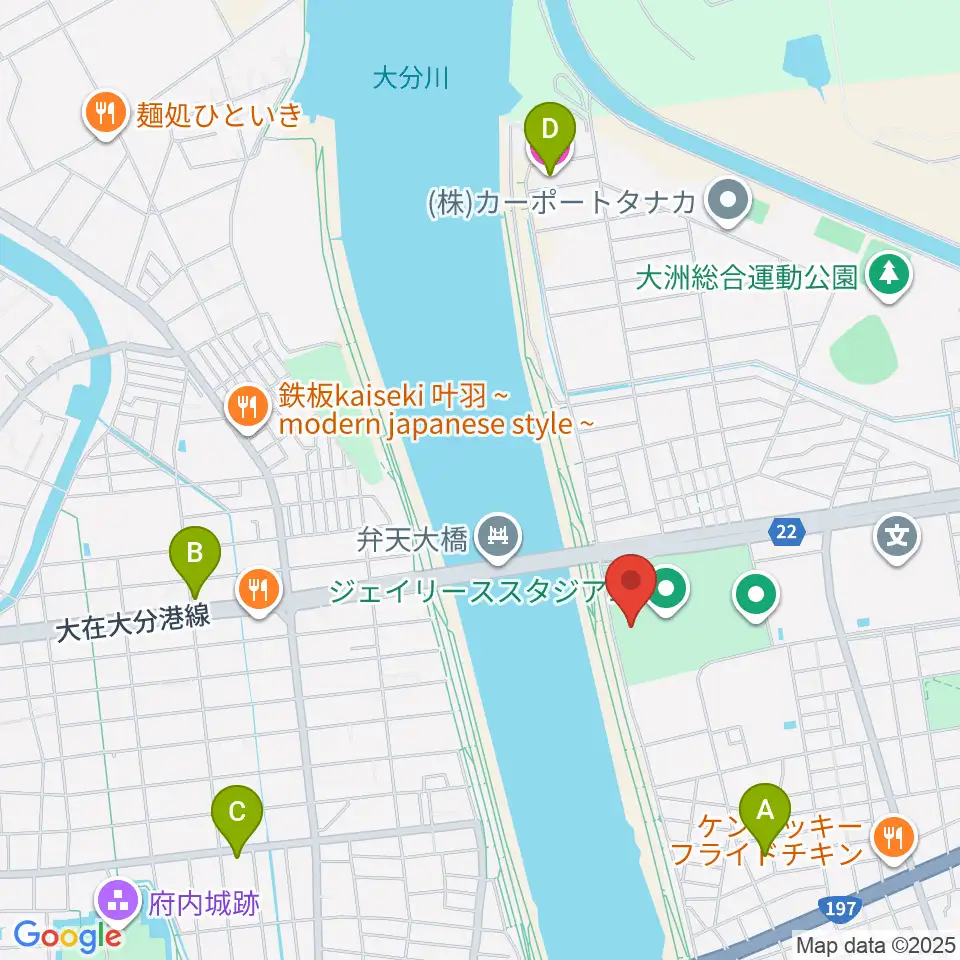 ジェイリーススタジアム周辺のホテル一覧地図