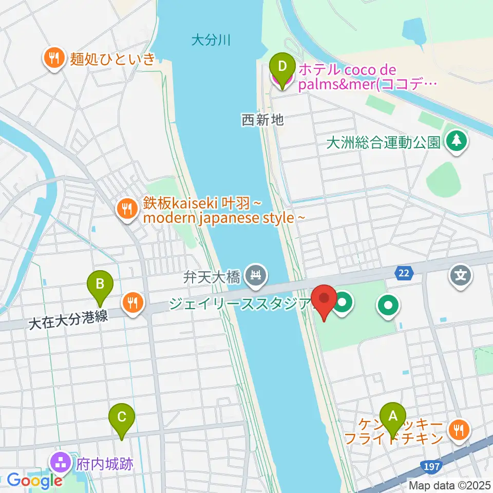 ジェイリーススタジアム周辺のホテル一覧地図