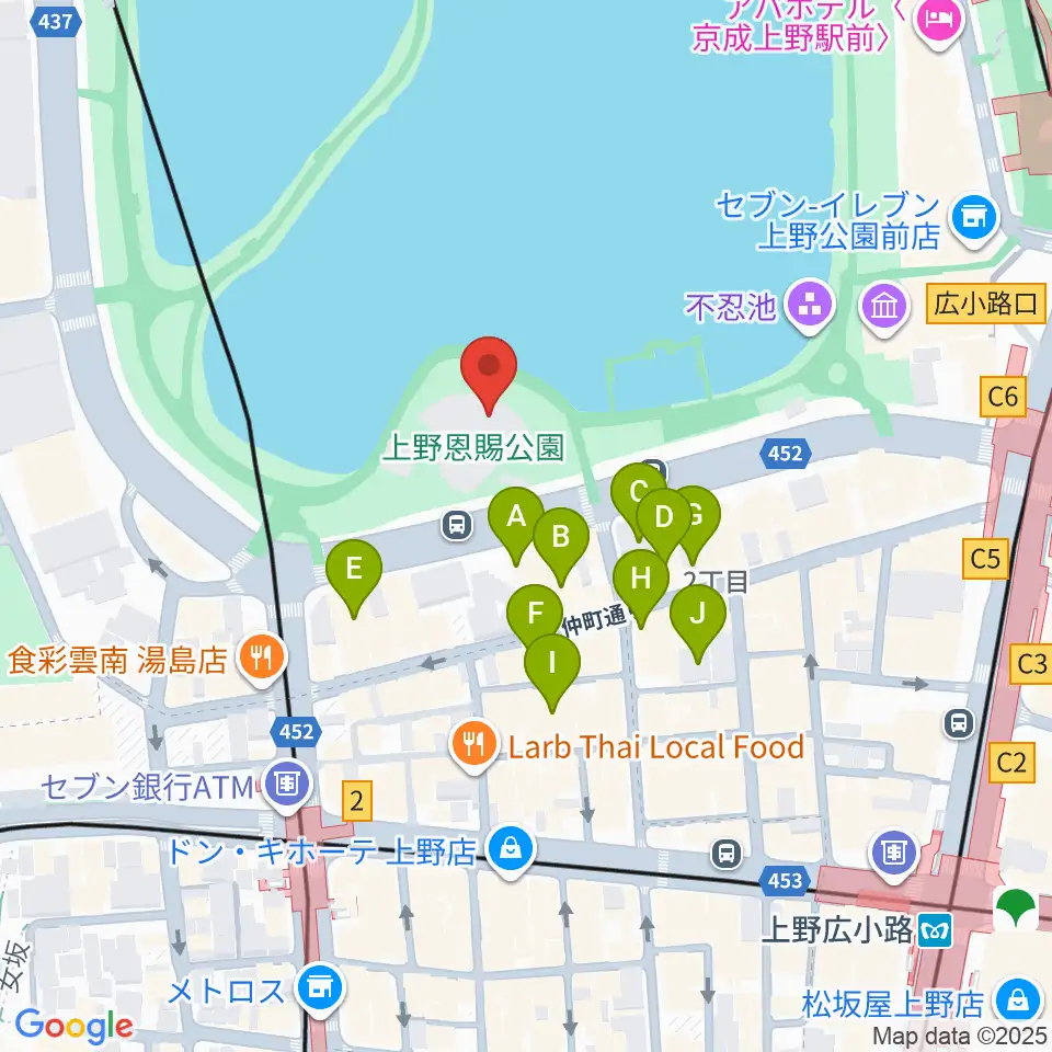 上野恩賜公園野外ステージ周辺のホテル一覧地図