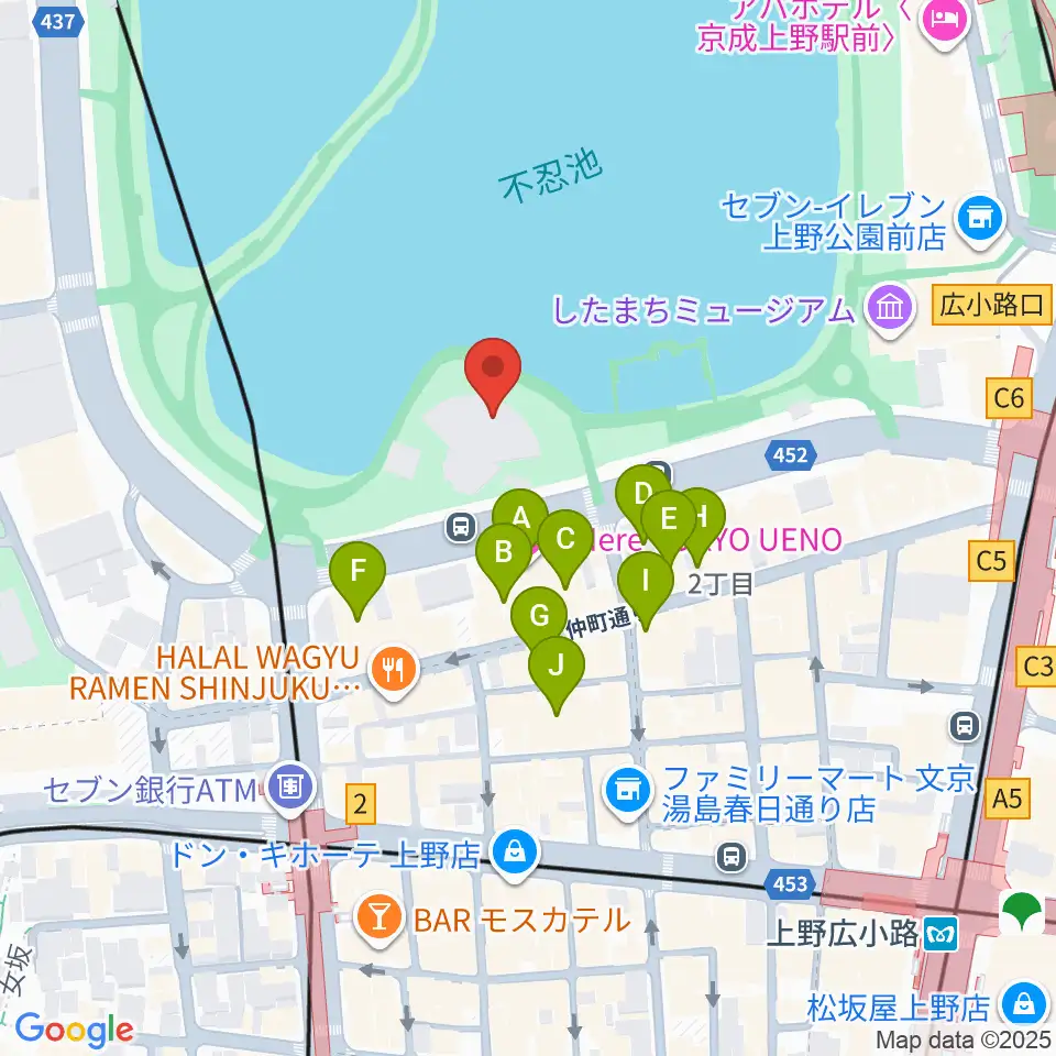 上野恩賜公園野外ステージ周辺のホテル一覧地図