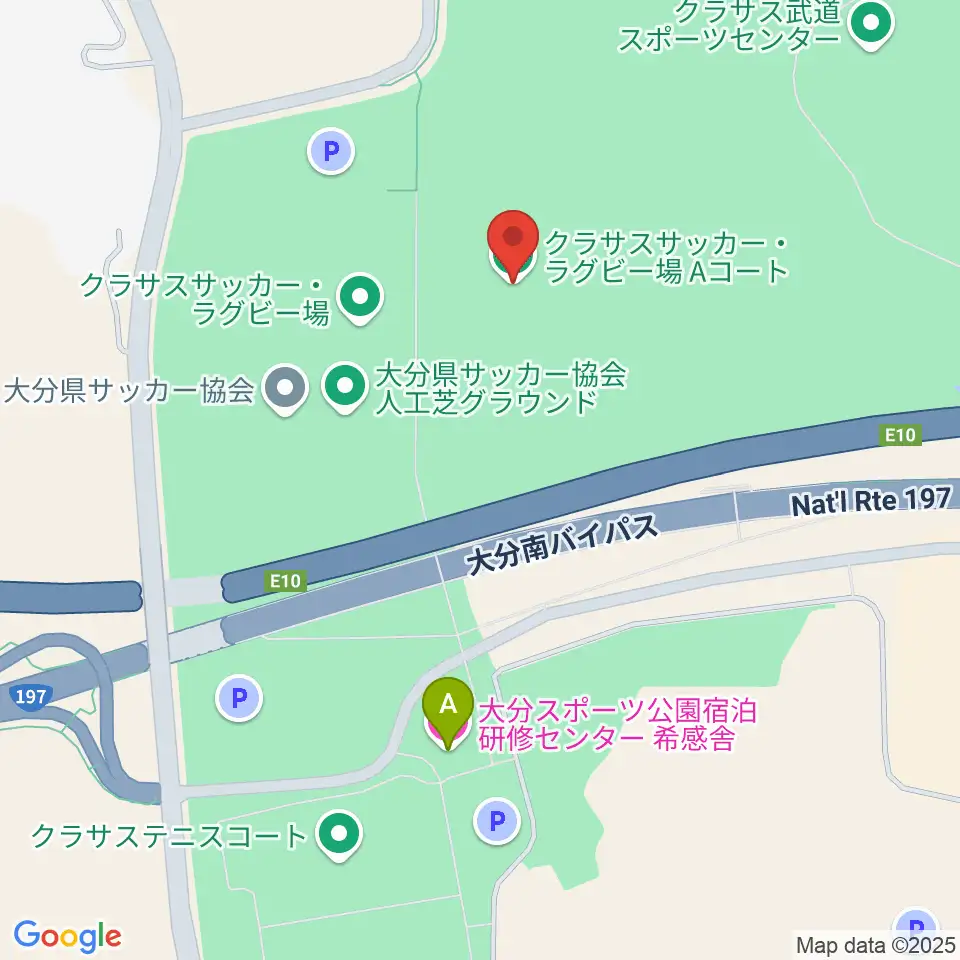 クラサスサッカー・ラグビー場周辺のホテル一覧地図