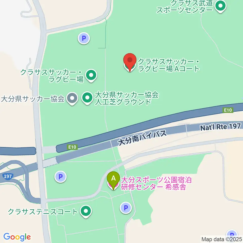 クラサスサッカー・ラグビー場周辺のホテル一覧地図