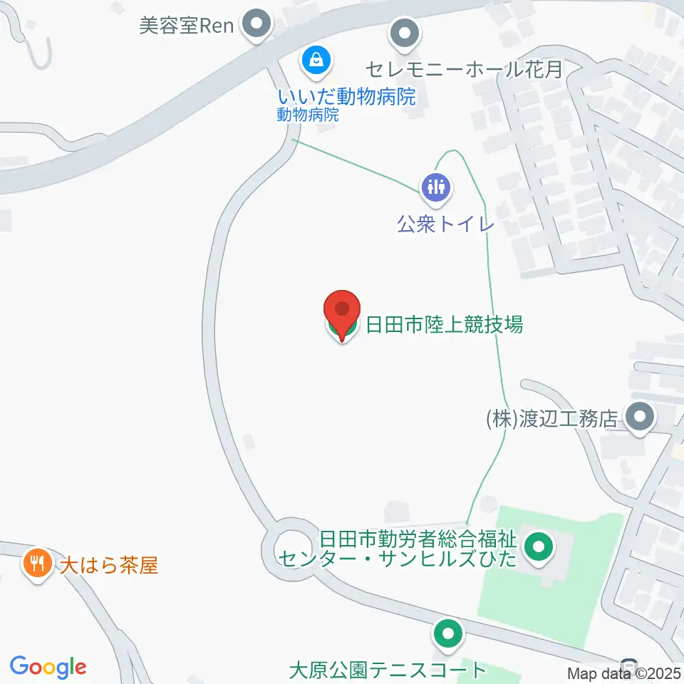 日田市陸上競技場周辺のホテル一覧地図
