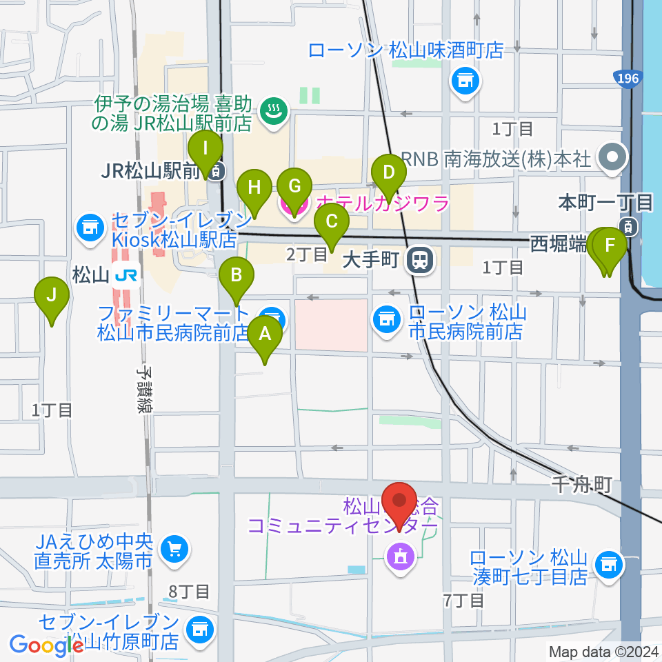 松山市総合コミュニティセンター体育館周辺のホテル一覧地図