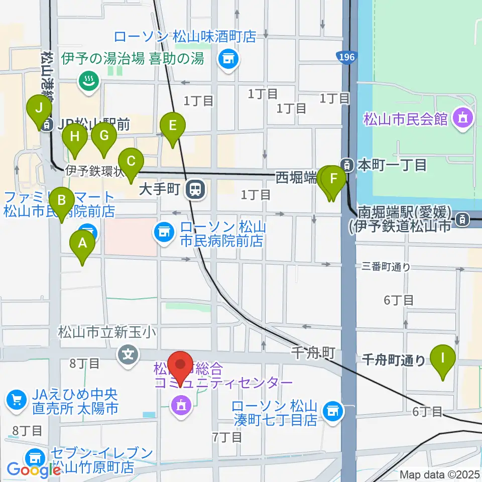松山市総合コミュニティセンター体育館周辺のホテル一覧地図