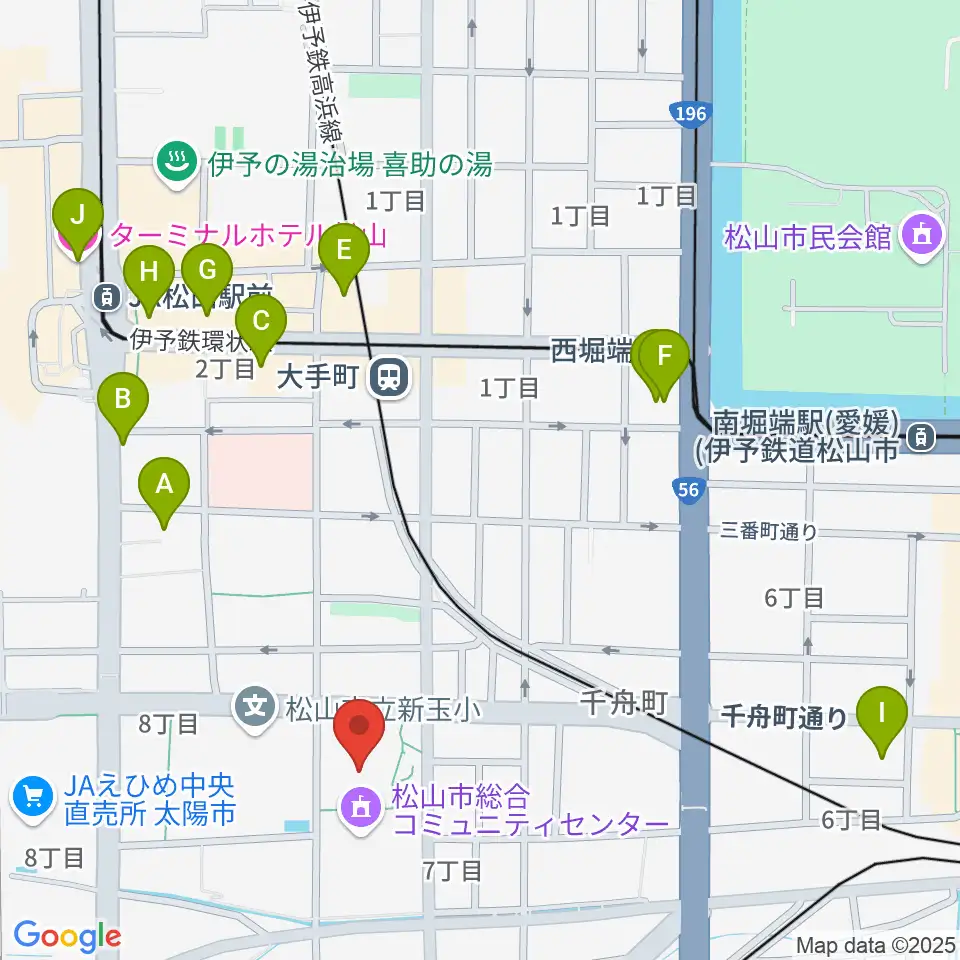 松山市総合コミュニティセンター体育館周辺のホテル一覧地図