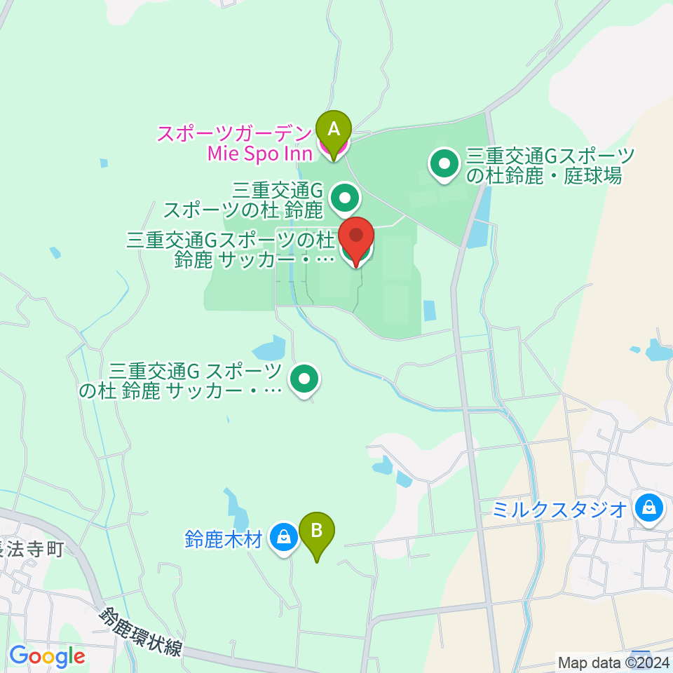 三重交通Gスポーツの杜鈴鹿サッカー・ラグビー場周辺のホテル一覧地図