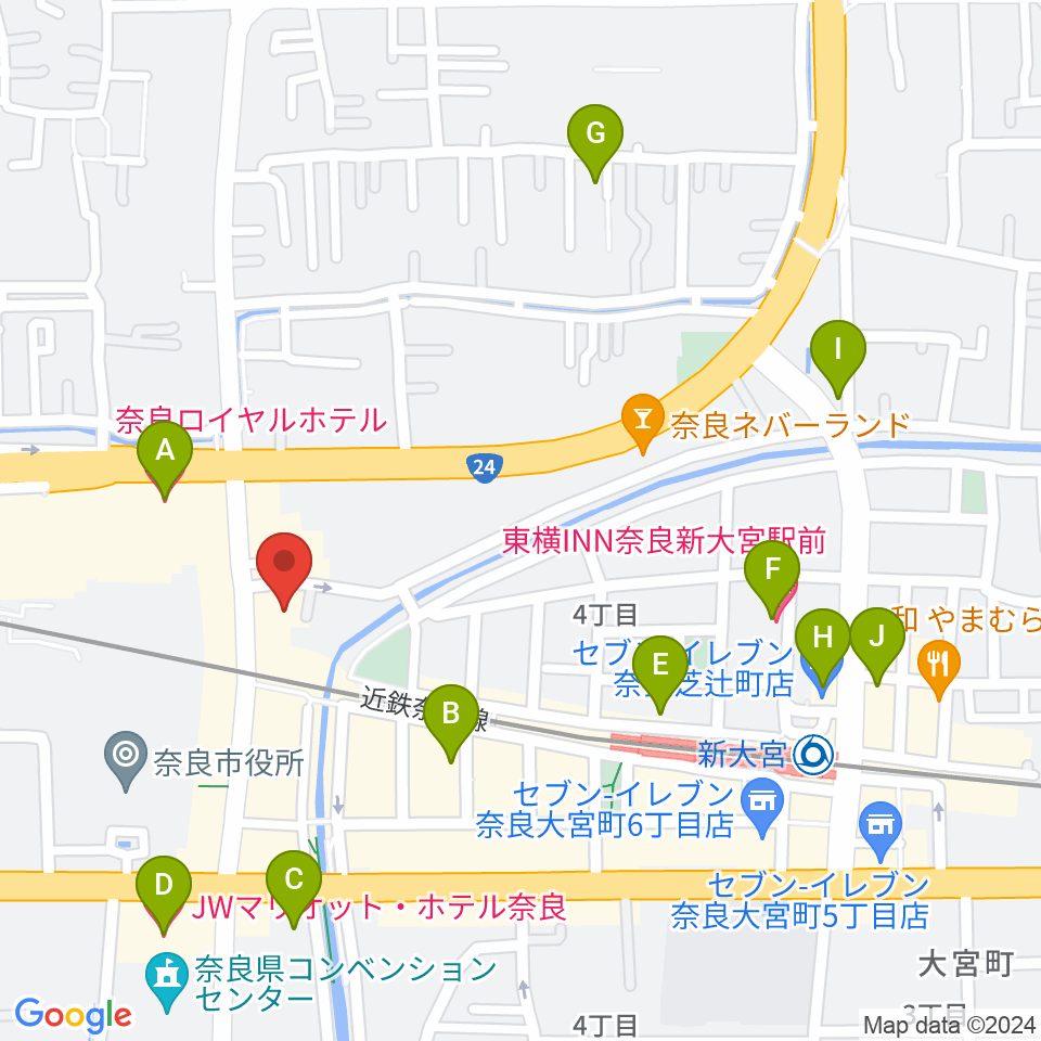 OneNoteミュージックスクール周辺のホテル一覧地図