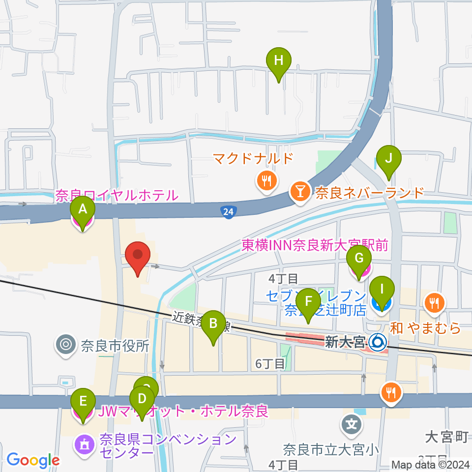 OneNoteミュージックスクール周辺のホテル一覧地図