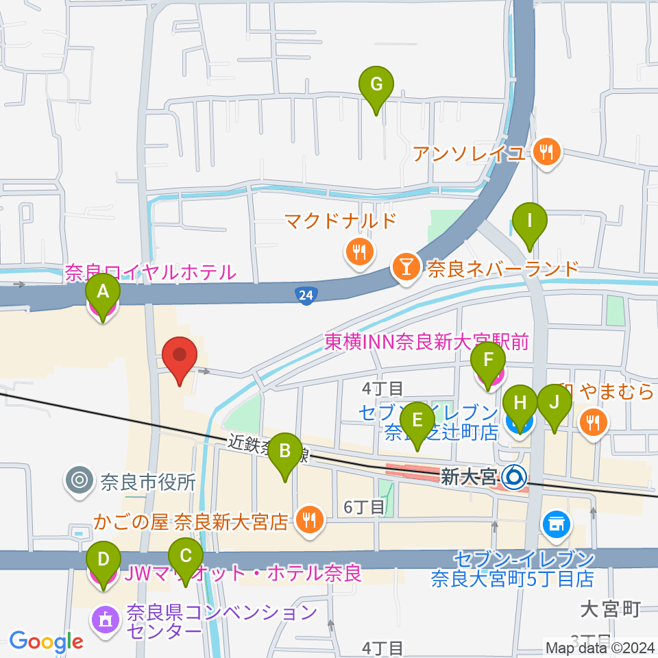 OneNoteミュージックスクール周辺のホテル一覧地図