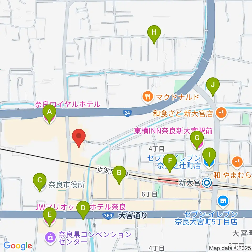 OneNoteミュージックスクール周辺のホテル一覧地図