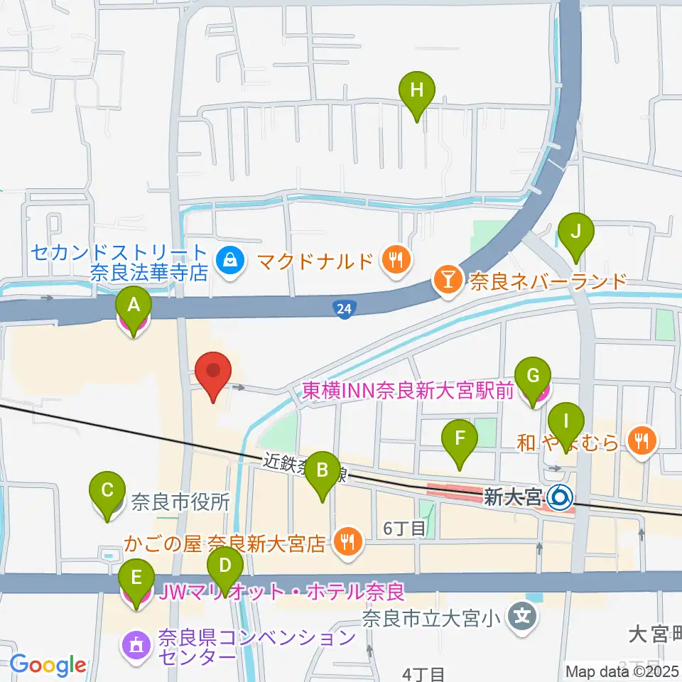 OneNoteミュージックスクール周辺のホテル一覧地図