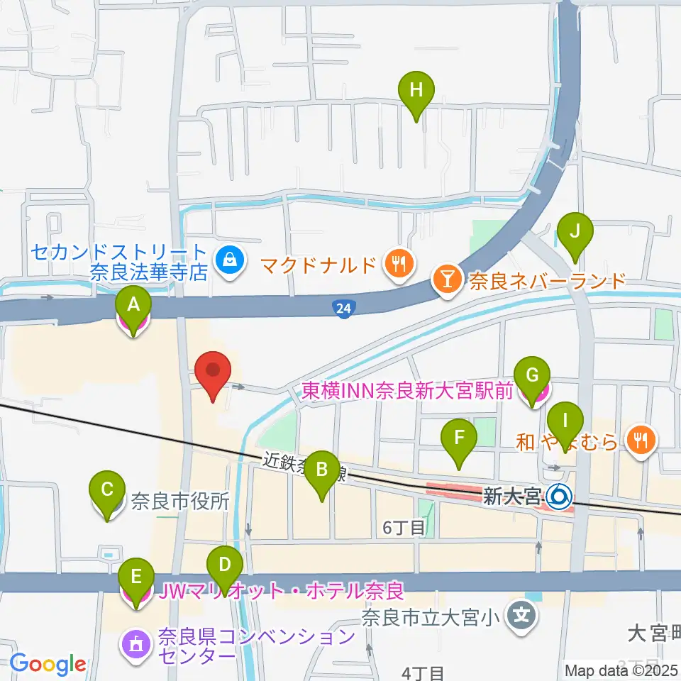 OneNoteミュージックスクール周辺のホテル一覧地図