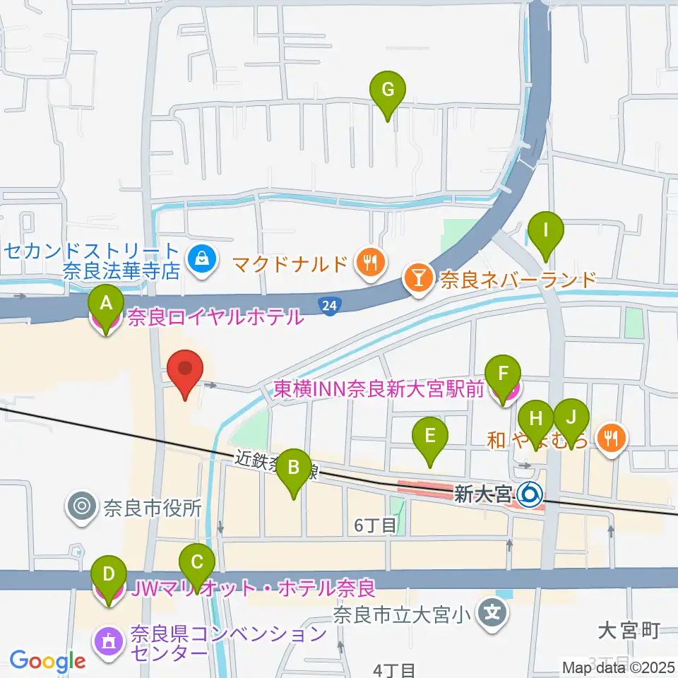 OneNoteミュージックスクール周辺のホテル一覧地図