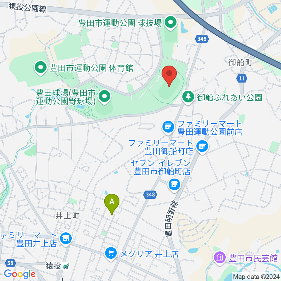 豊田市運動公園陸上競技場周辺のホテル一覧地図