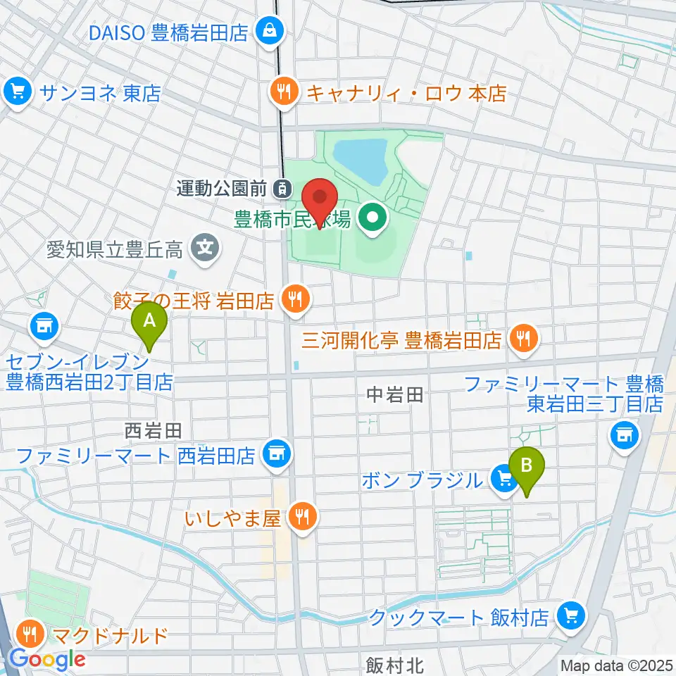 豊橋市民球技場周辺のホテル一覧地図
