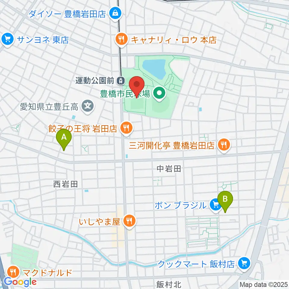 豊橋市民球技場周辺のホテル一覧地図