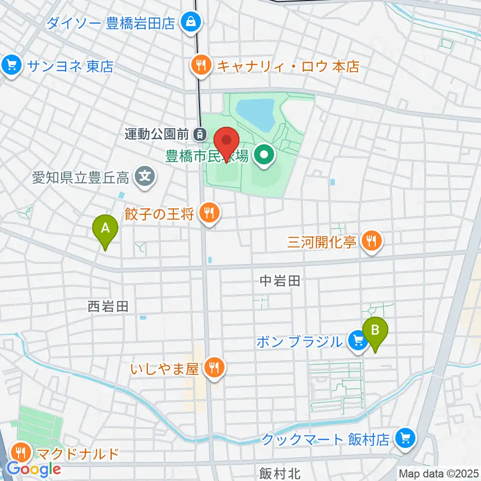 豊橋市民球技場周辺のホテル一覧地図