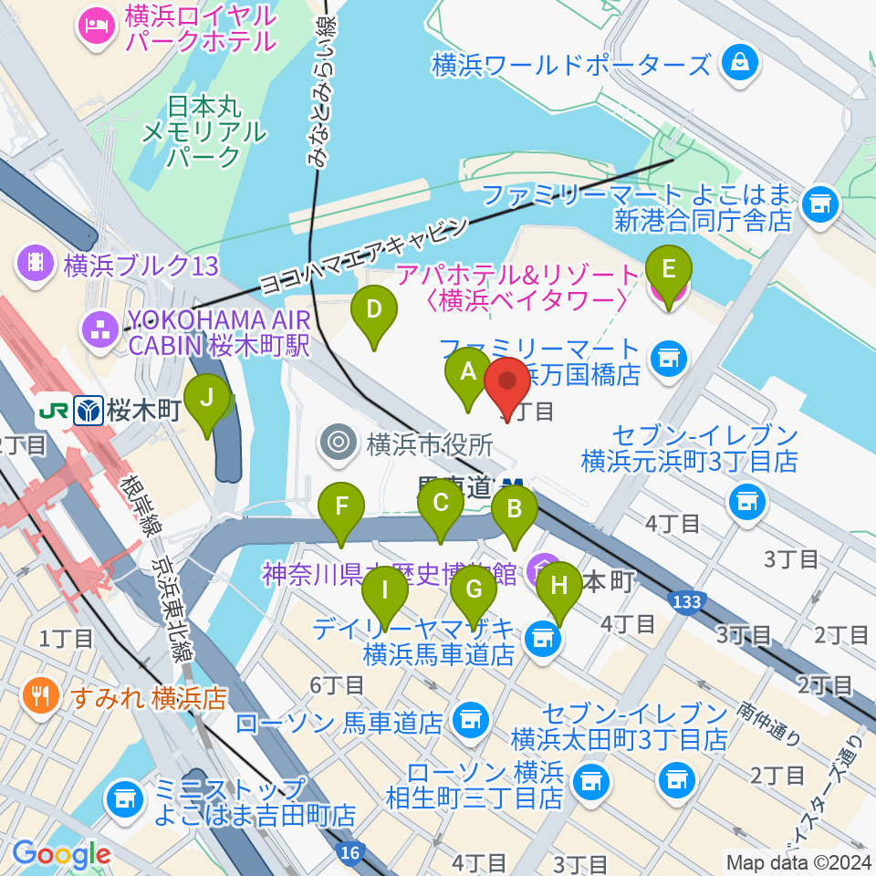 ビルボードライブ横浜周辺のホテル一覧地図