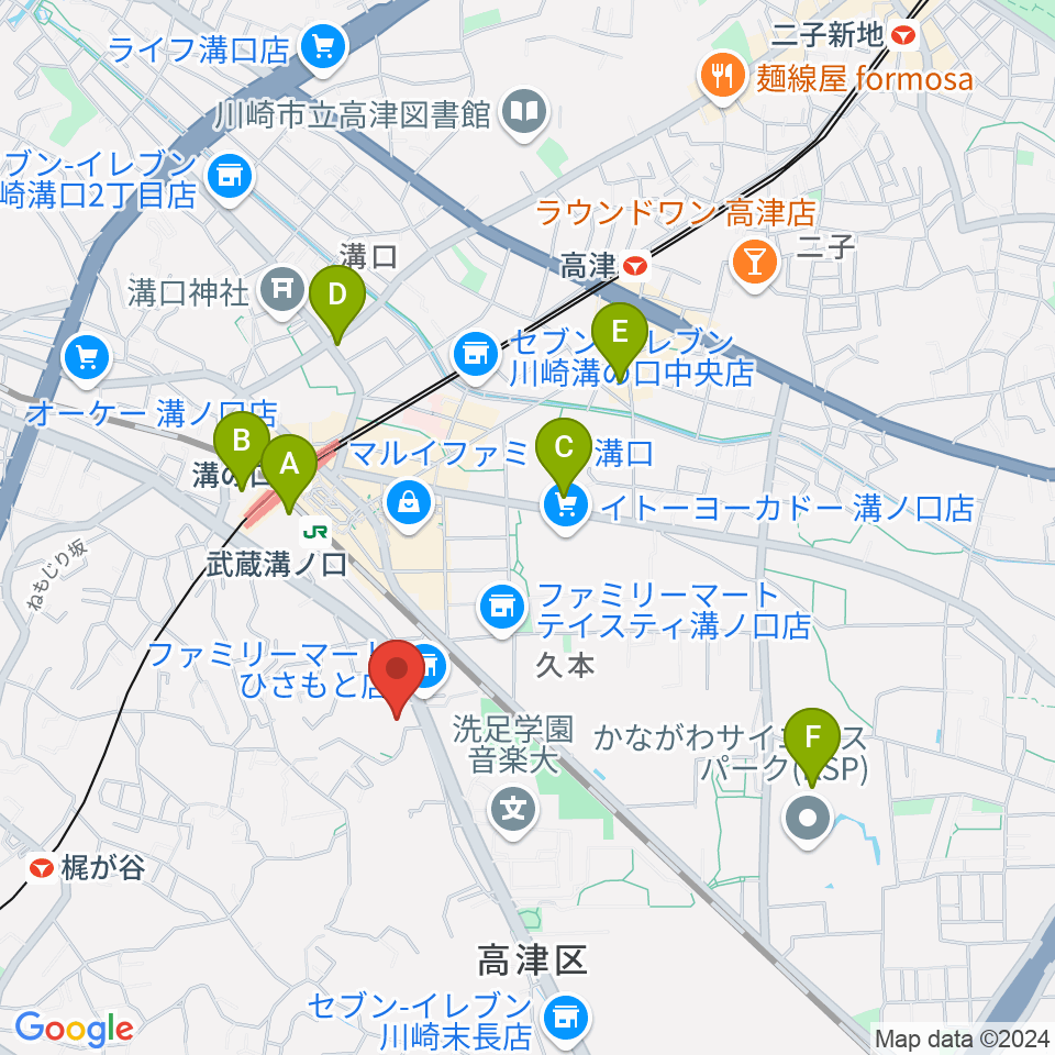 溝の口neonera周辺のホテル一覧地図